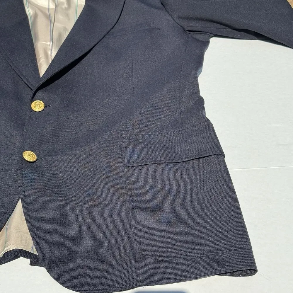 VTG Men Tailor Made Wimbledon‎ Blue Jacket Gold Buttons Racquet Club USA READ